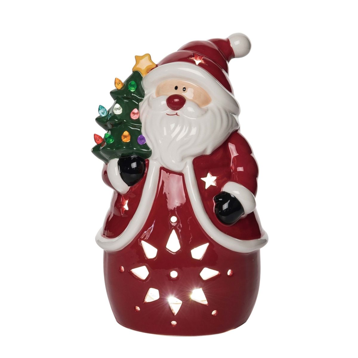 Transpac Christmas Ceramic light Up Santa Tree