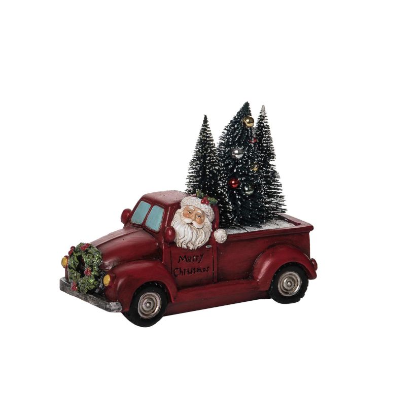Transpac Christmas Resin Truck w/ Bottlebrush Tree Decor
