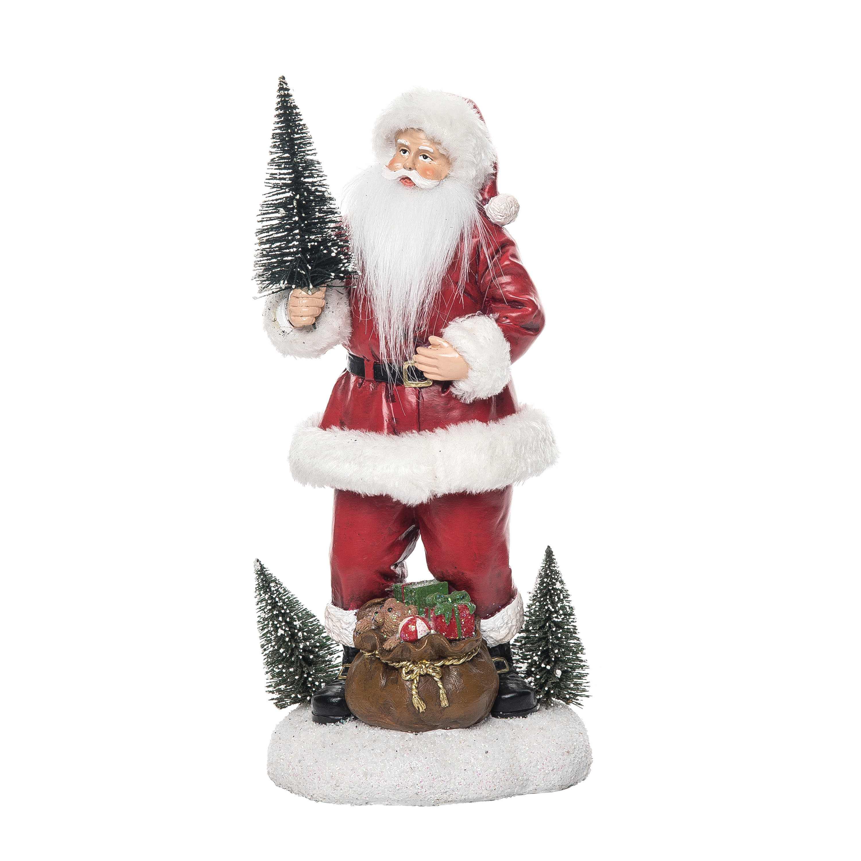 Transpac Christmas Resin Bottle Brush Christmas Santa Fig