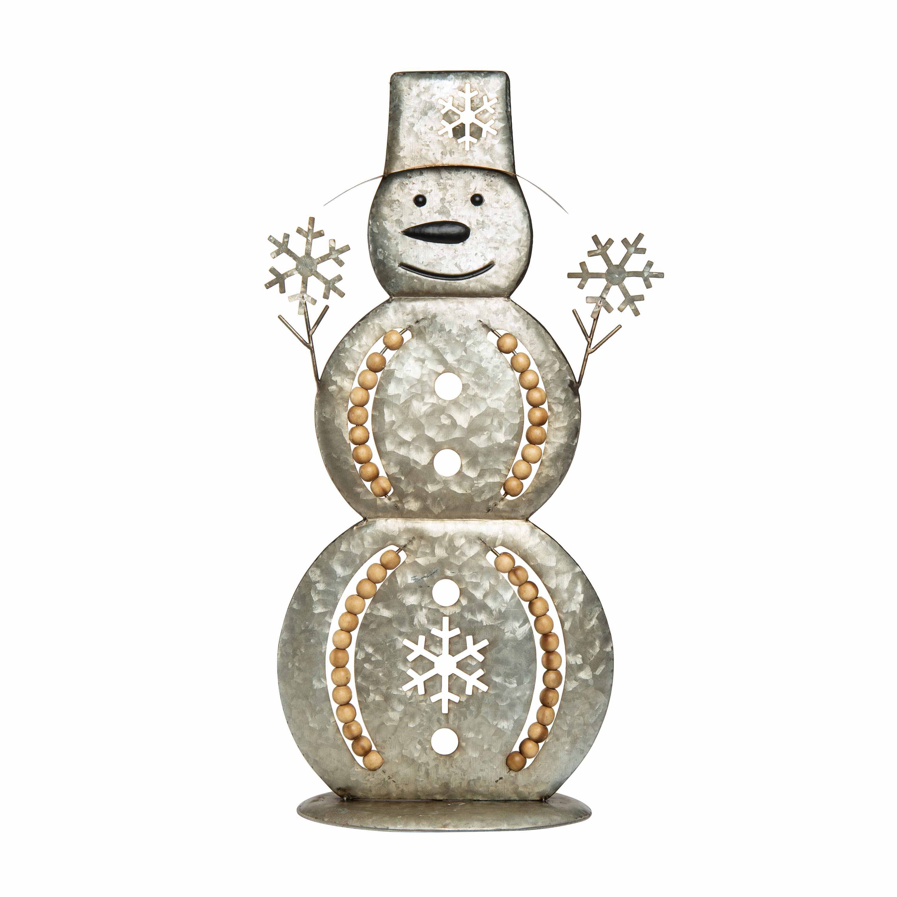 Transpac Christmas Metal Beaded Snowman Decor