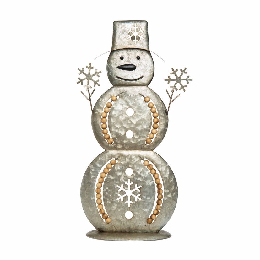Transpac Christmas Metal Beaded Snowman Decor