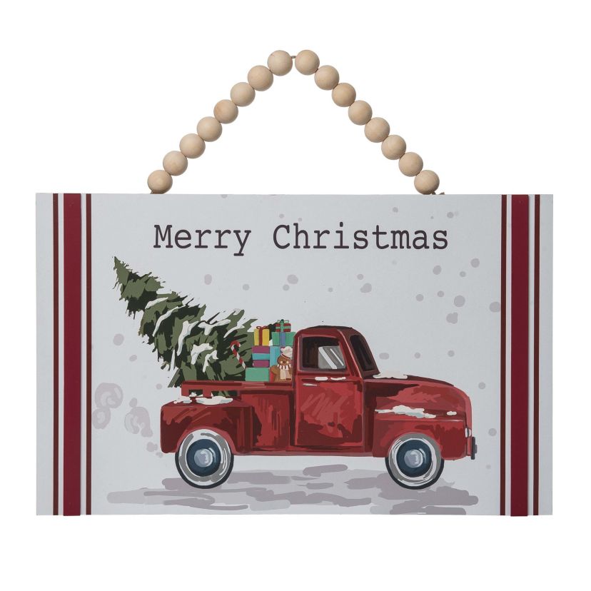 Transpac Christmas Large MDF Ticking Stripe Wall Decor
