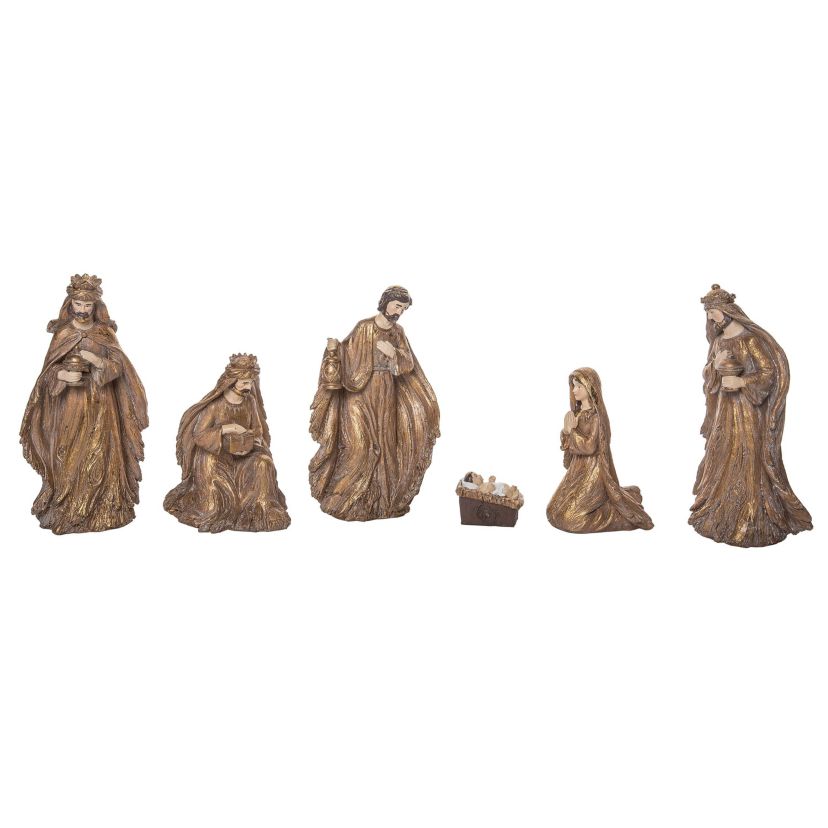 Transpac Christmas Resin Elegant Gilded Nativity Set of 6