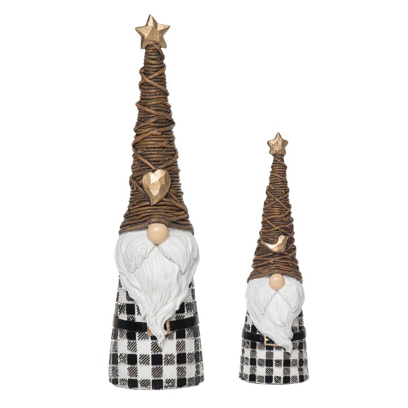Transpac Christmas Large Resin Twig Tree Hat Gnome Set of 2