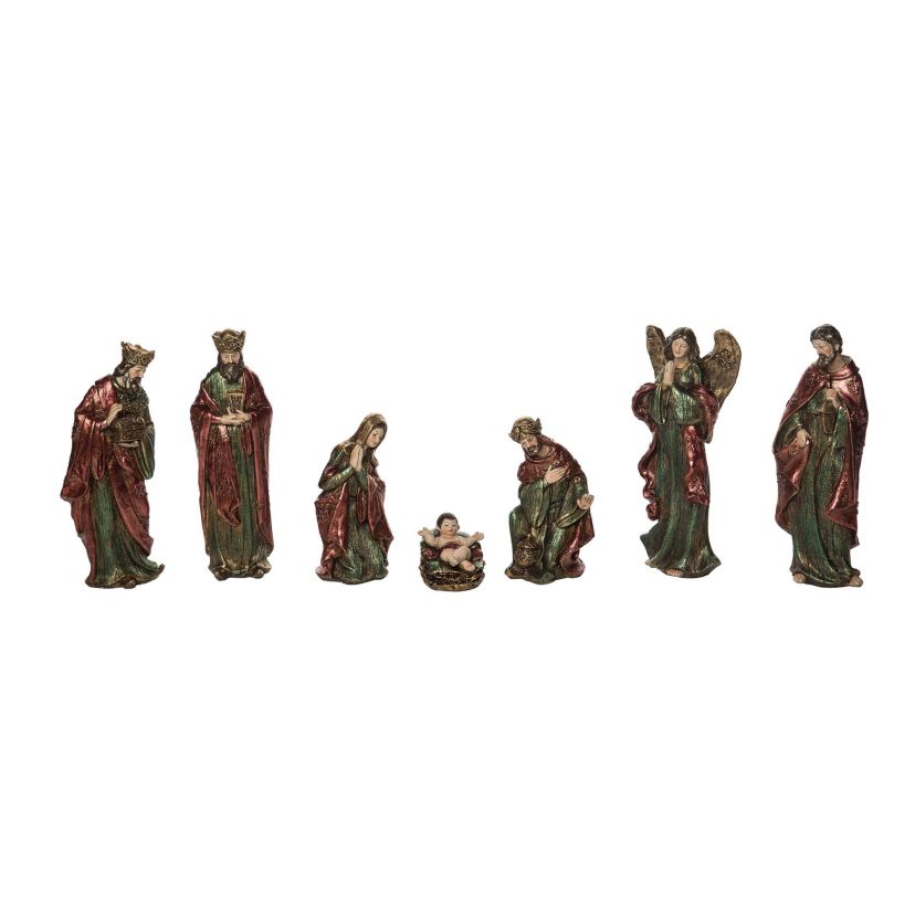 Transpac Christmas Resin Ornate Nativity Decor Set S/7
