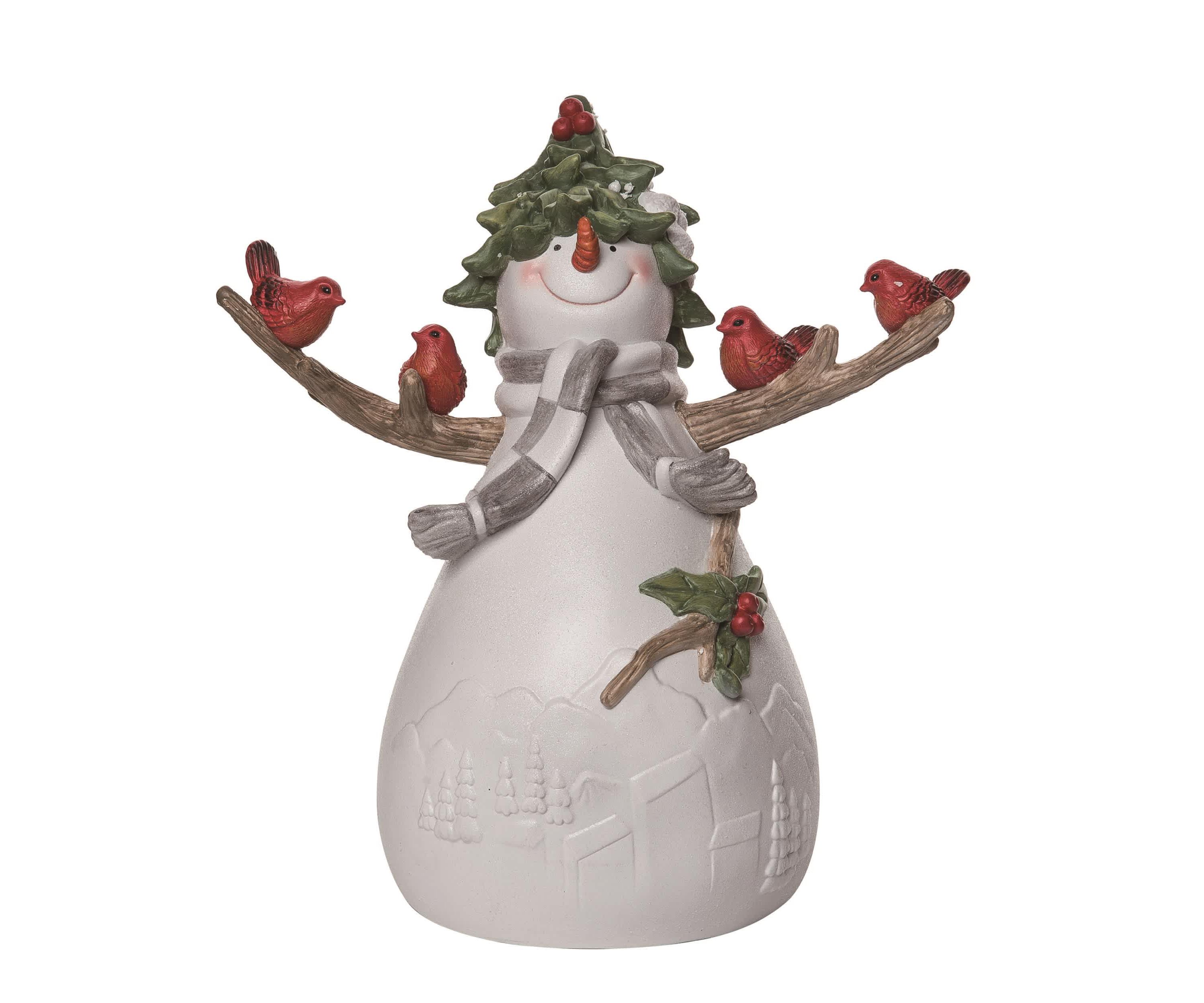Transpac Christmas Resin Cardinal Snowman Fig