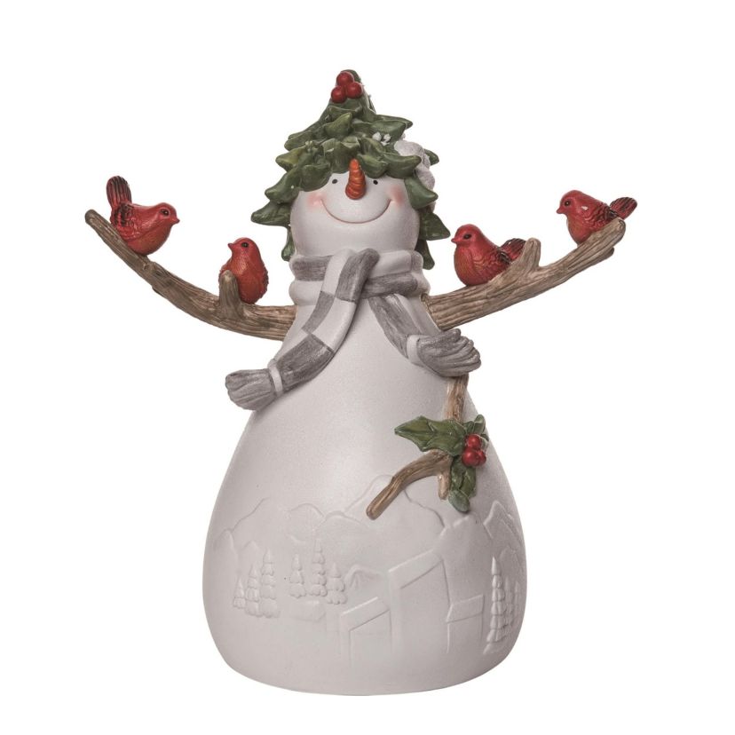 Transpac Christmas Resin Cardinal Snowman Fig