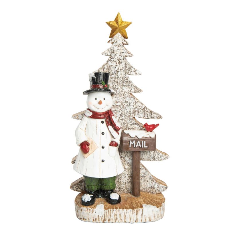 Transpac Christmas Resin Snowman Mailbox Decor