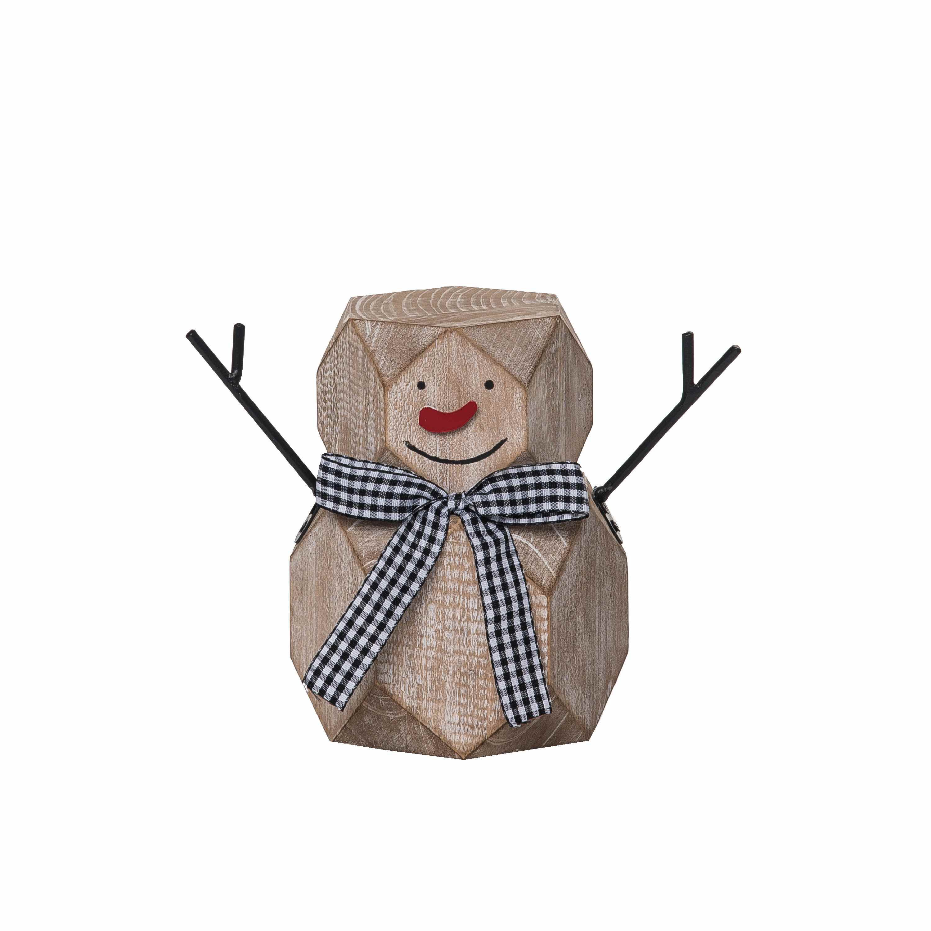 Transpac Christmas Small Wood Carved Snowman