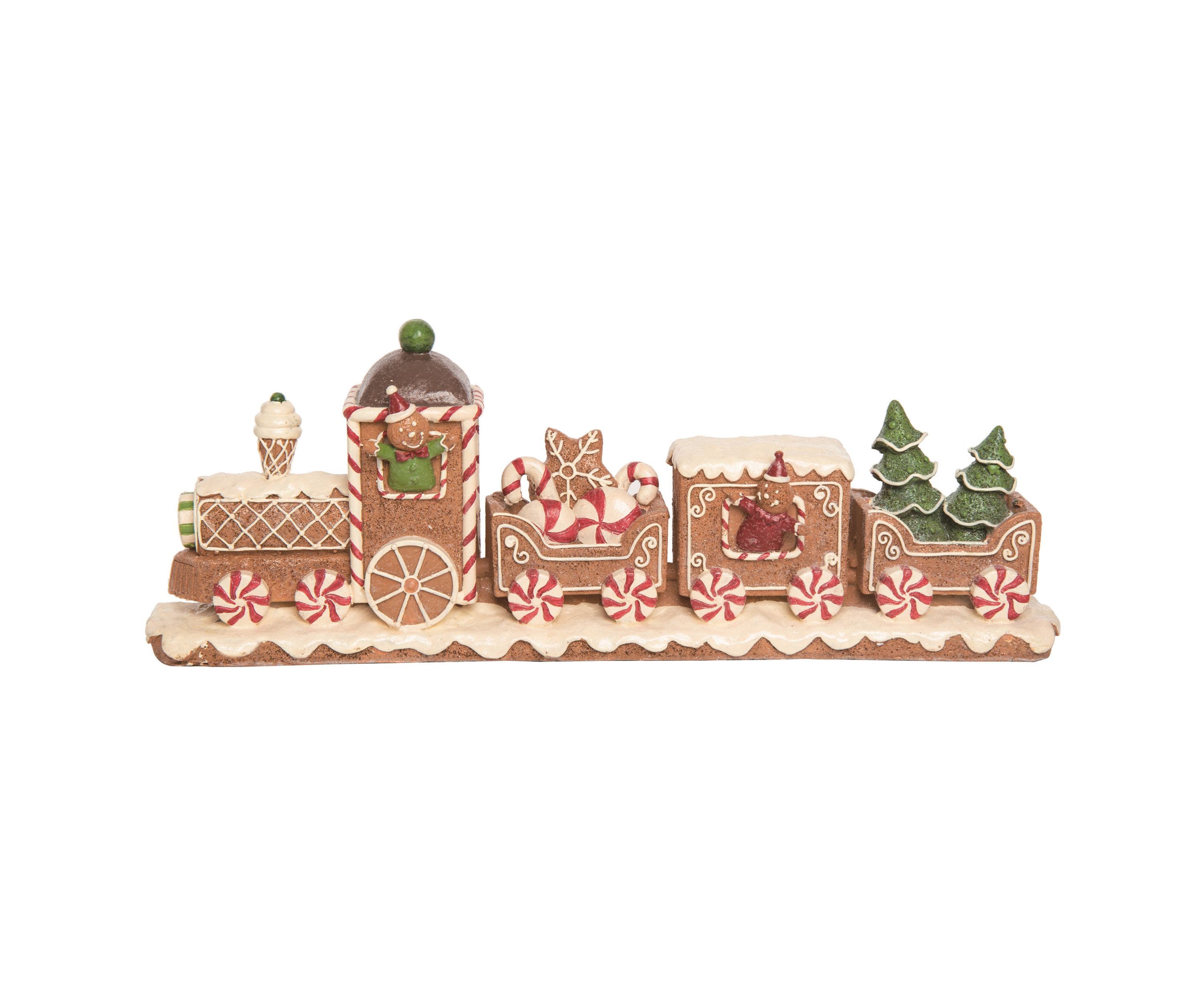 Transpac Resin 18.5 in. Brown Christmas Gingerbread Train