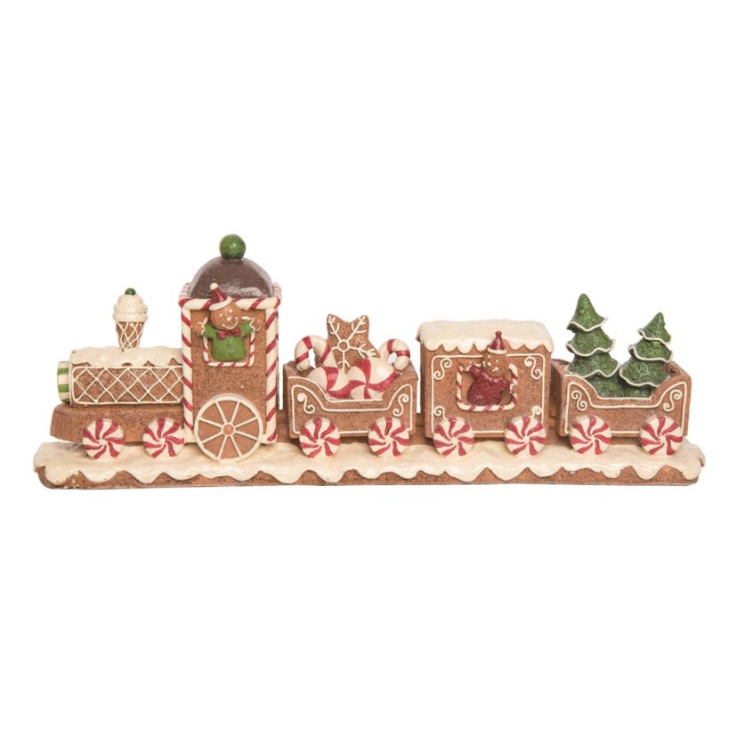 Transpac Resin 18.5 in. Brown Christmas Gingerbread Train