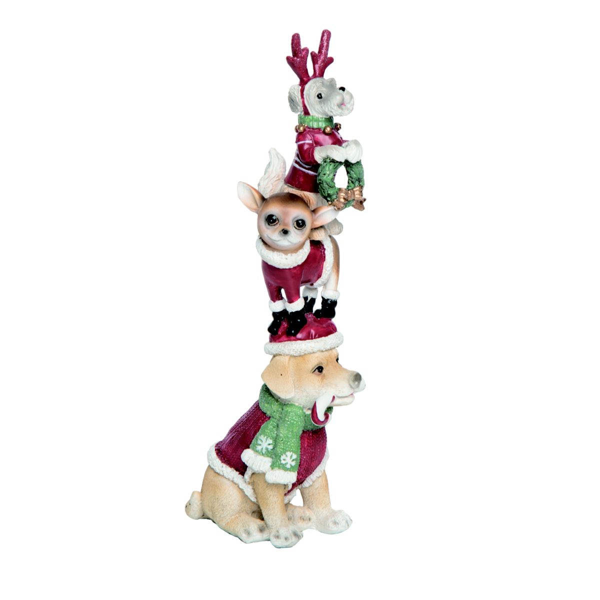 Transpac Resin 10.16 in. Multicolor Christmas Puppies Decor