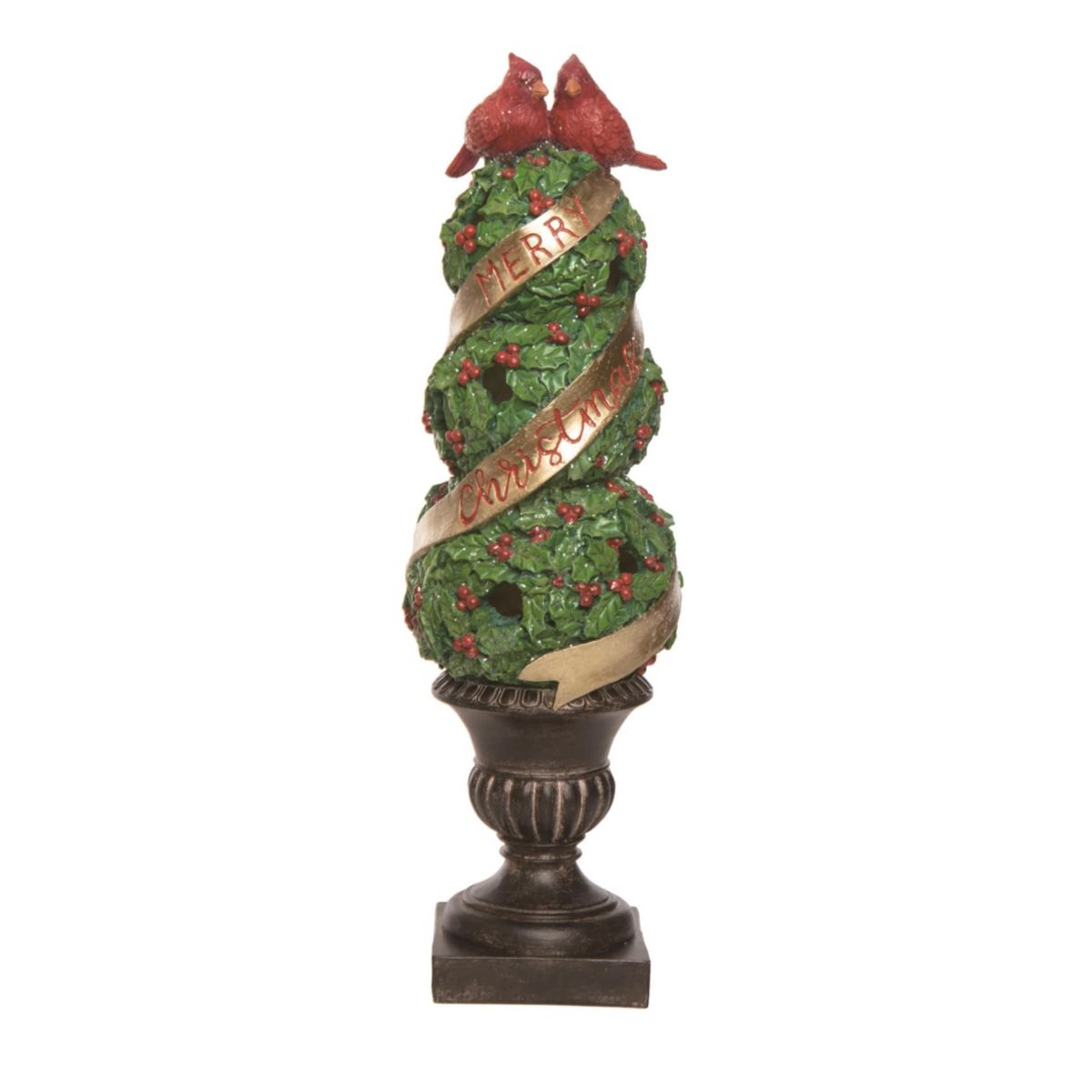 Transpac Christmas Resin Light Up Cardinal Topiary Decor