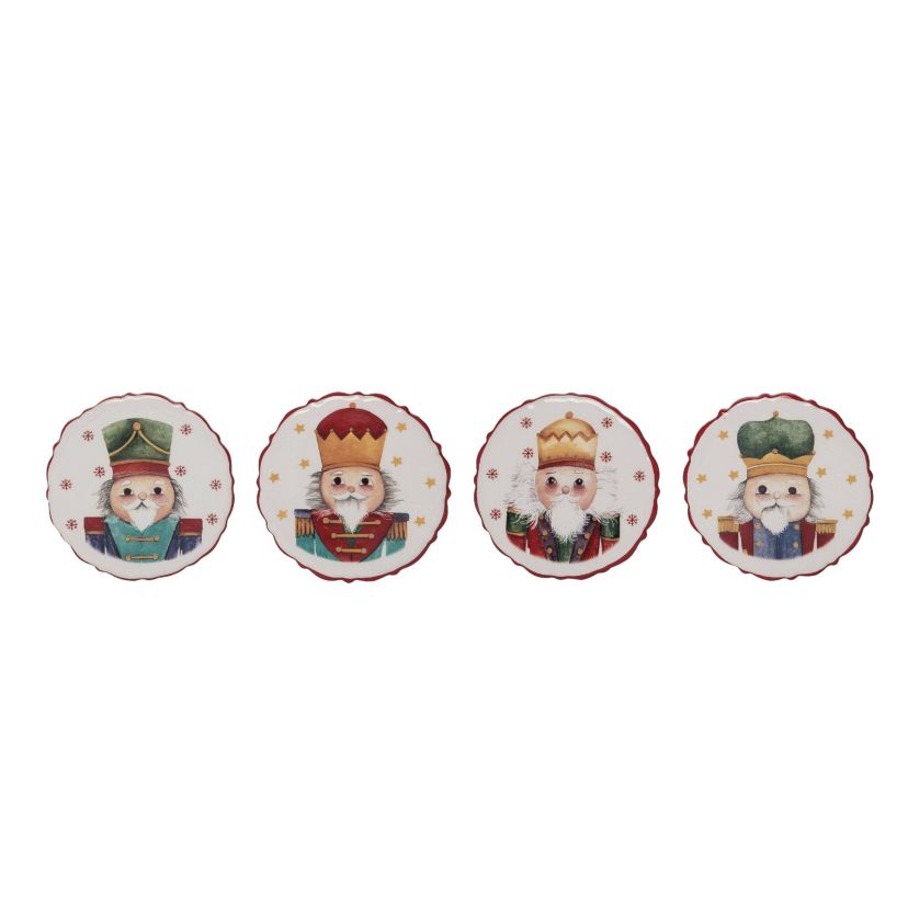 Transpac Christmas Ceramic Nutcracker Coaster Set of 4