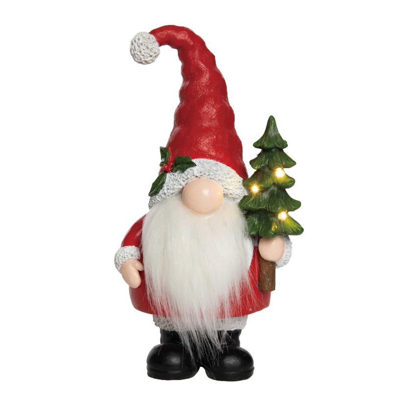 Transpac Christmas Resin Light Up Gnome w/Tree Decor