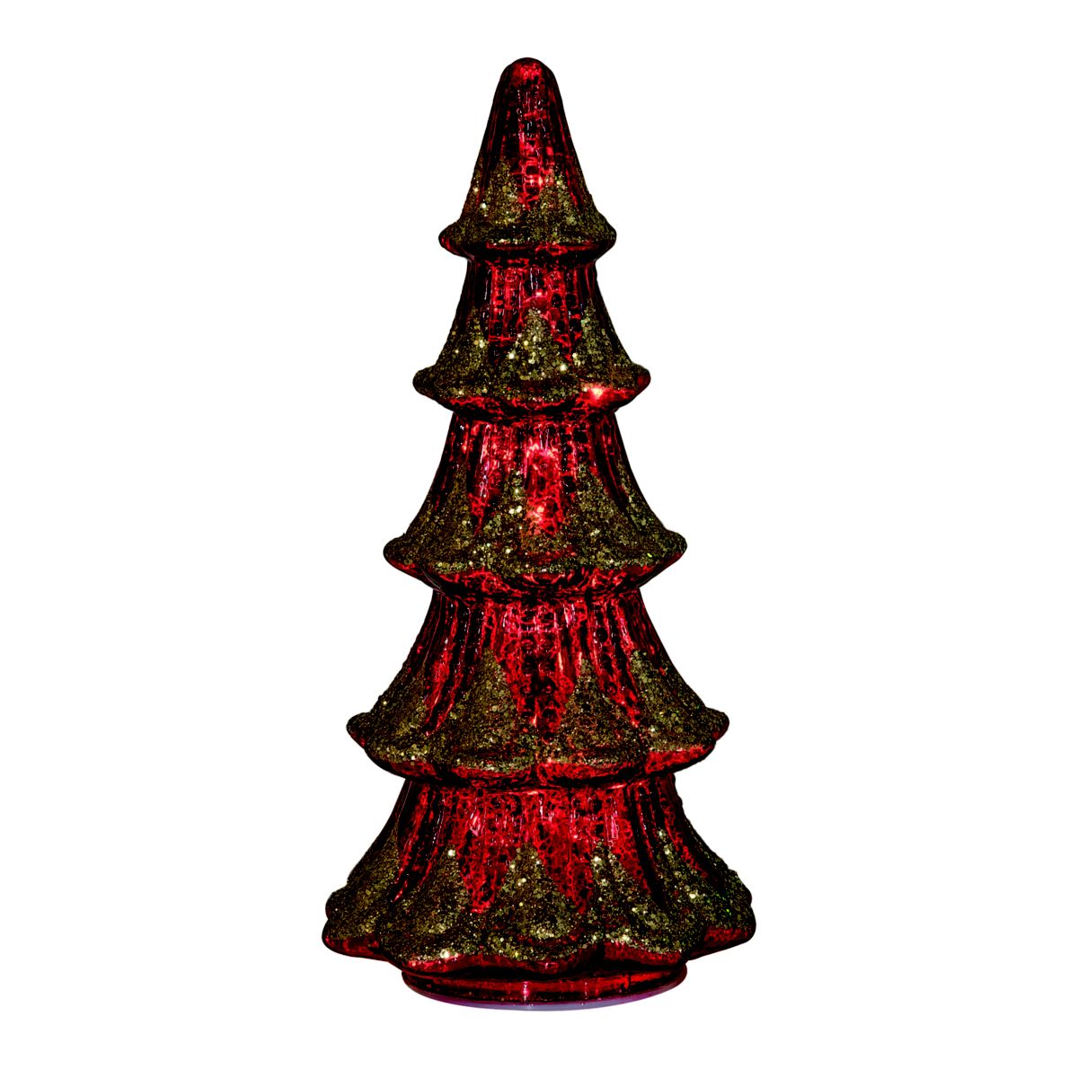 Transpac Glass 12 in. Red Christmas Antique Style Tree Decor