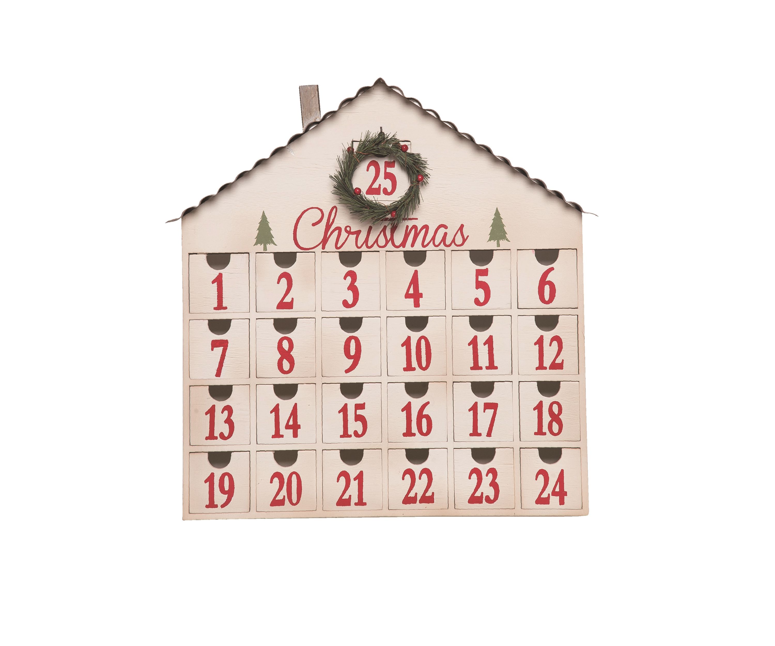 Transpac Wood 17.25 in. Multicolor Christmas Countdown House
