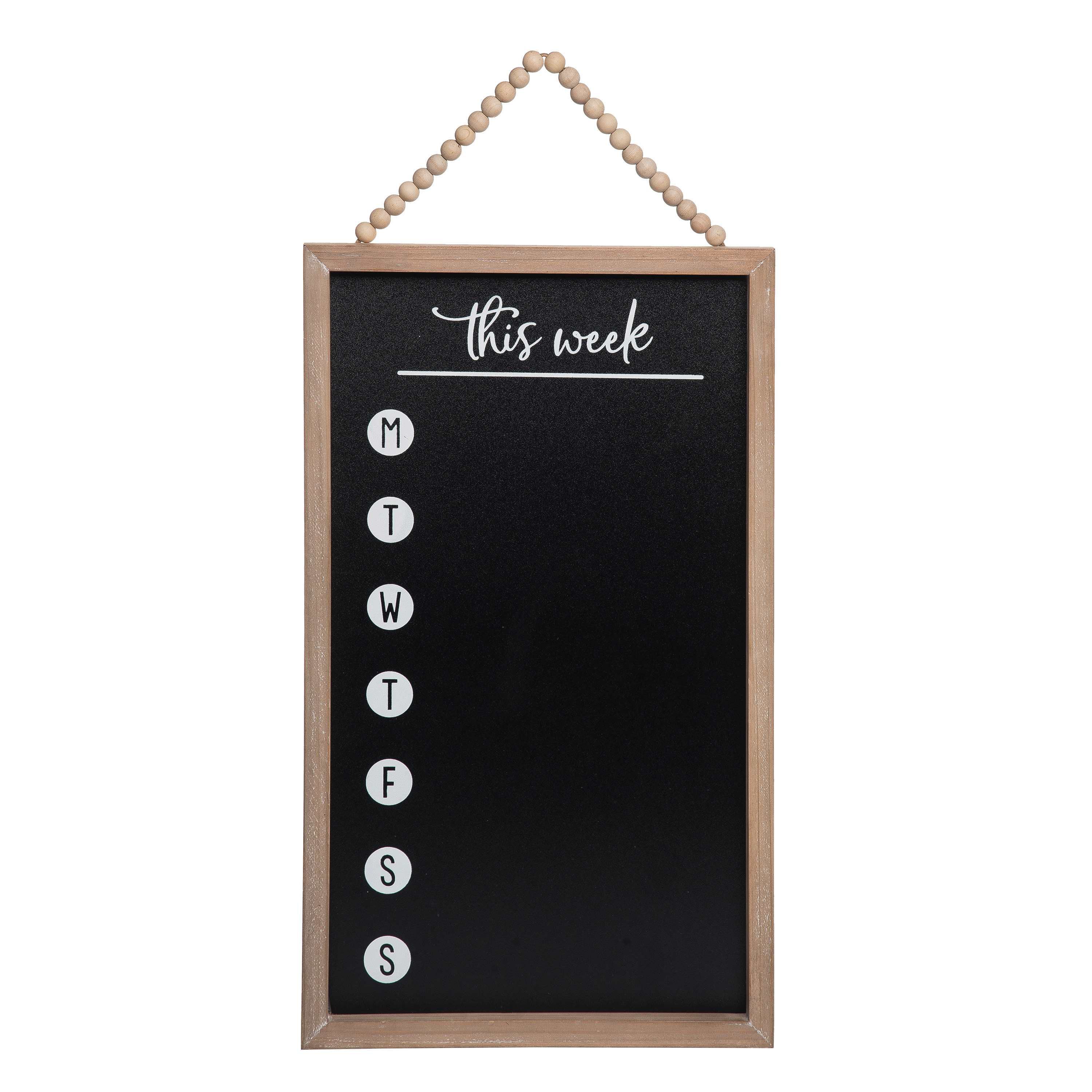 Transpac Wood 20.13 in. Black Rectangle This Week Chalkboard