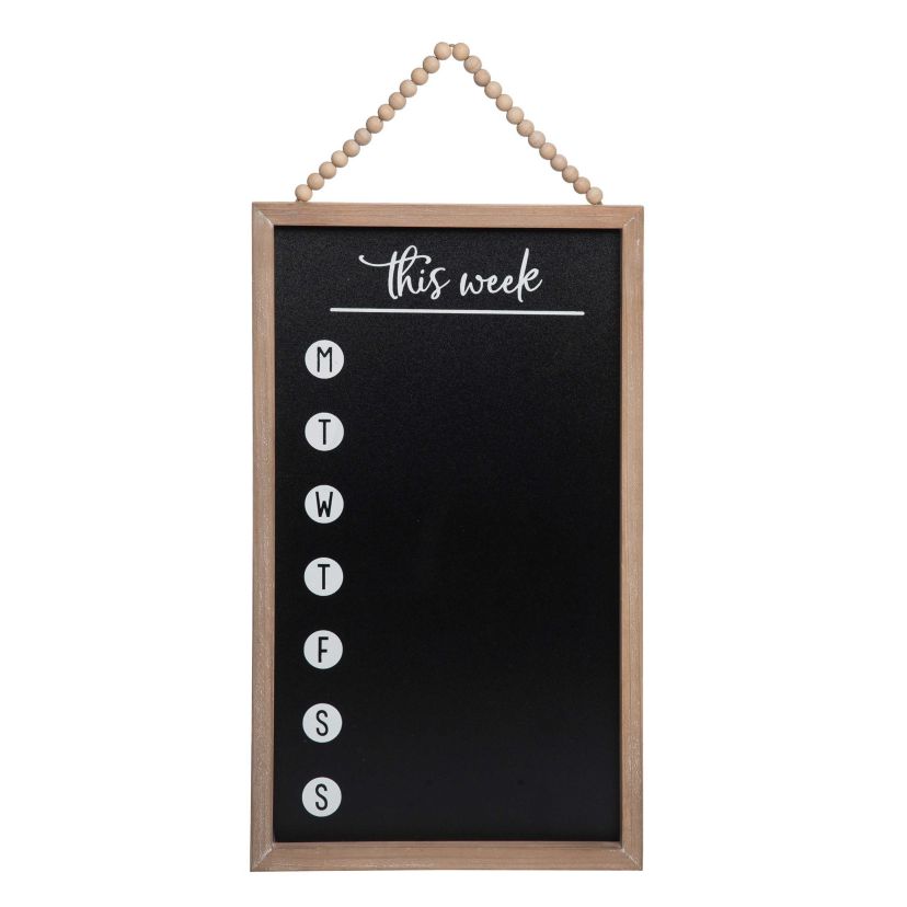 Transpac Wood 20.13 in. Black Rectangle This Week Chalkboard