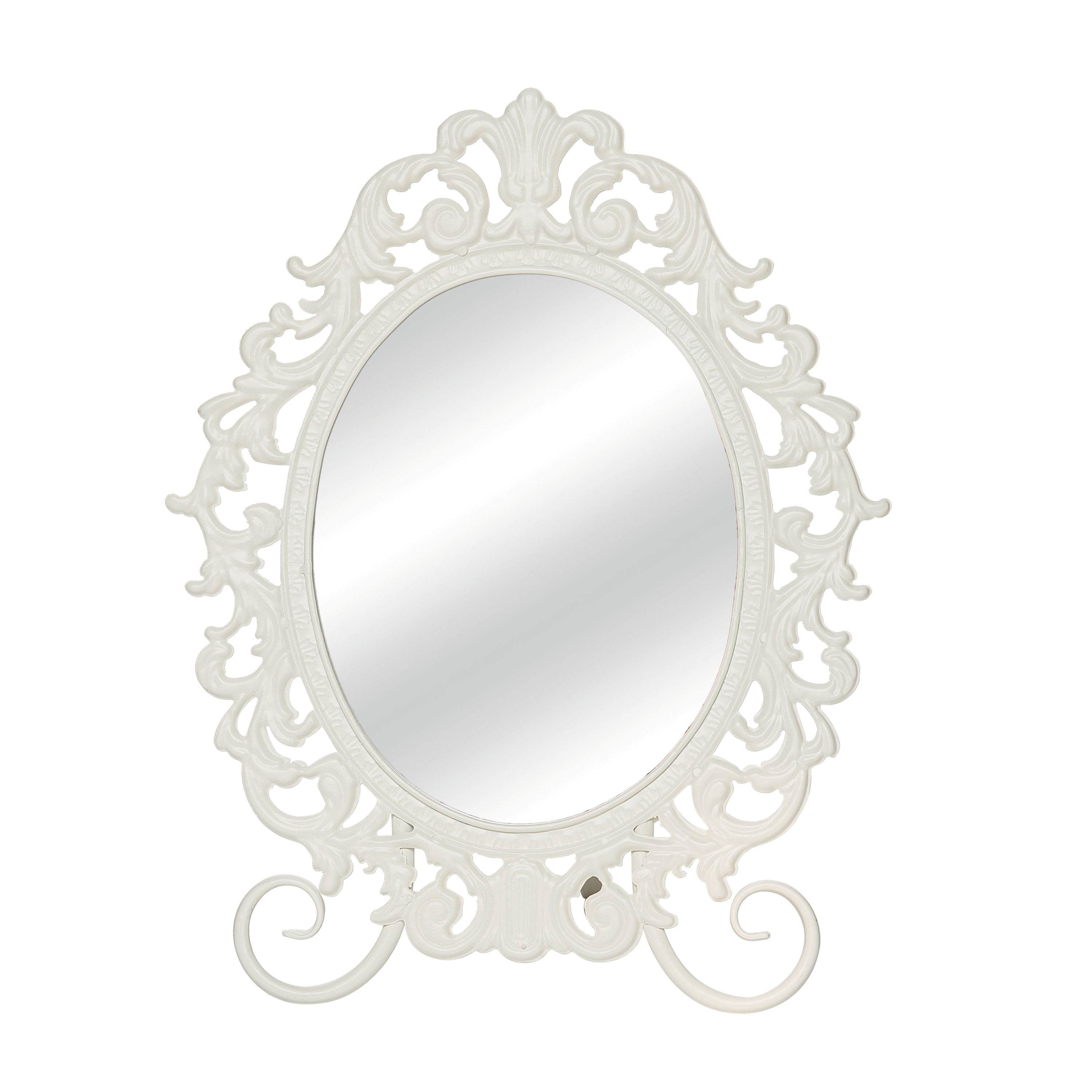 Transpac Metal 13.5 in. White Everyday Regency Oval Mirror