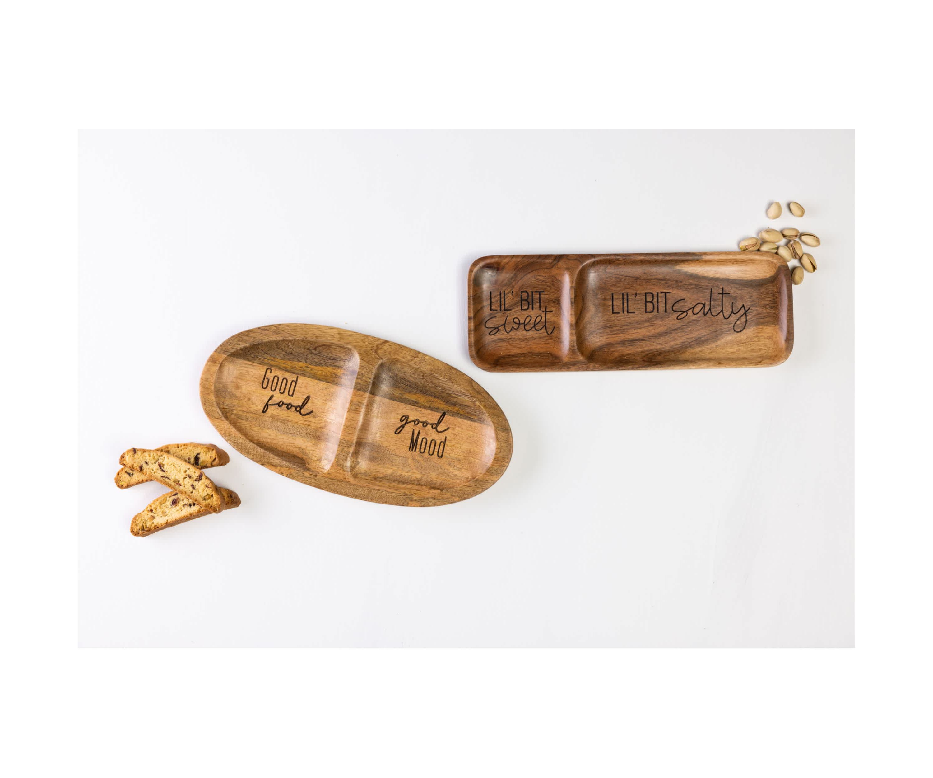 Transpac Wood 12 in. Brown Everyday Good Food Platter