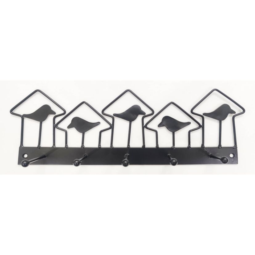Transpac Metal 5 in. Black Birdhouse Wall Decor Hooks