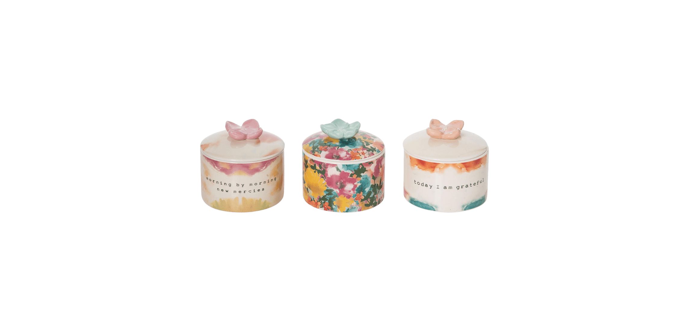 Transpac Ceramic Lidded Boxes Set of 3 Spring Home Decorations