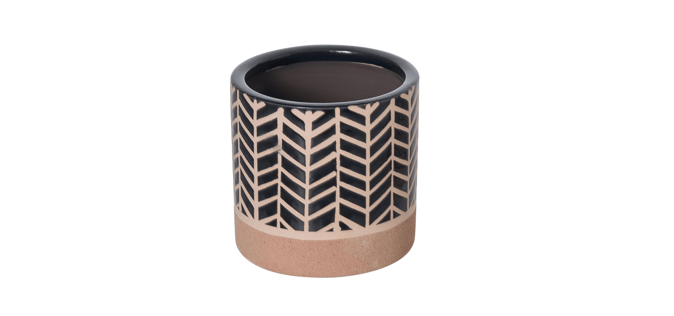Transpac Ceramic 4.72 in. Multicolor Everyday Herringbone Planter