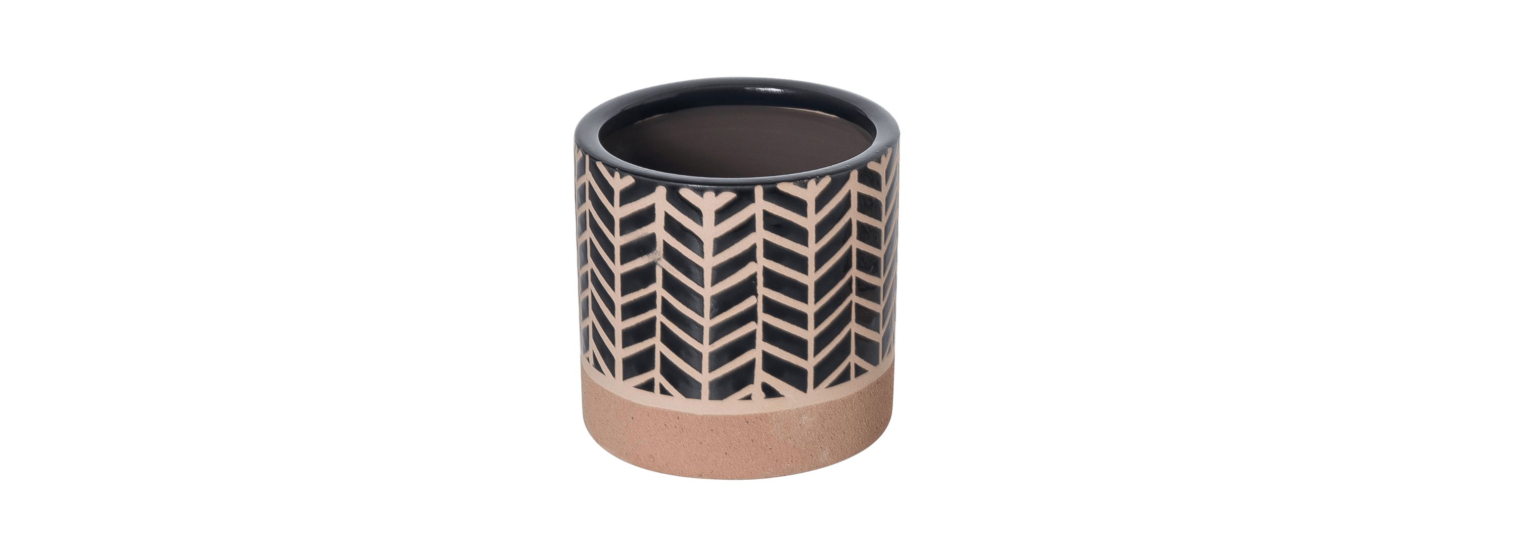 Transpac Ceramic 4.72 in. Multicolor Everyday Herringbone Planter