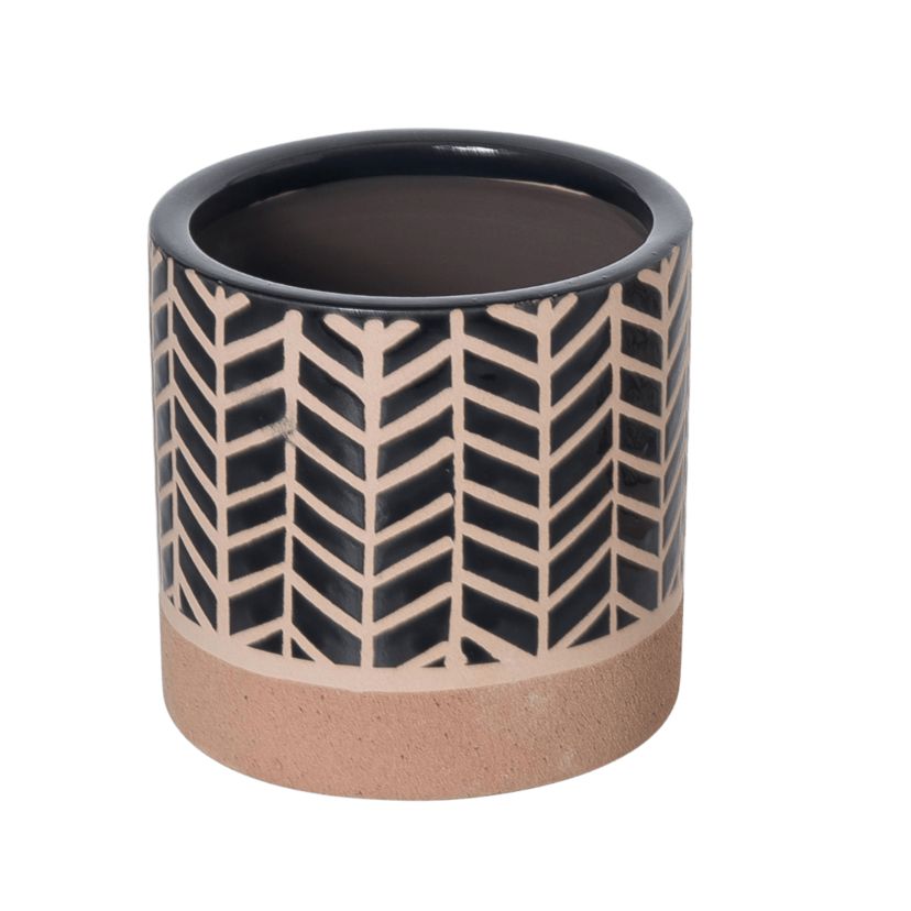 Transpac Ceramic 4.72 in. Multicolor Everyday Herringbone Planter