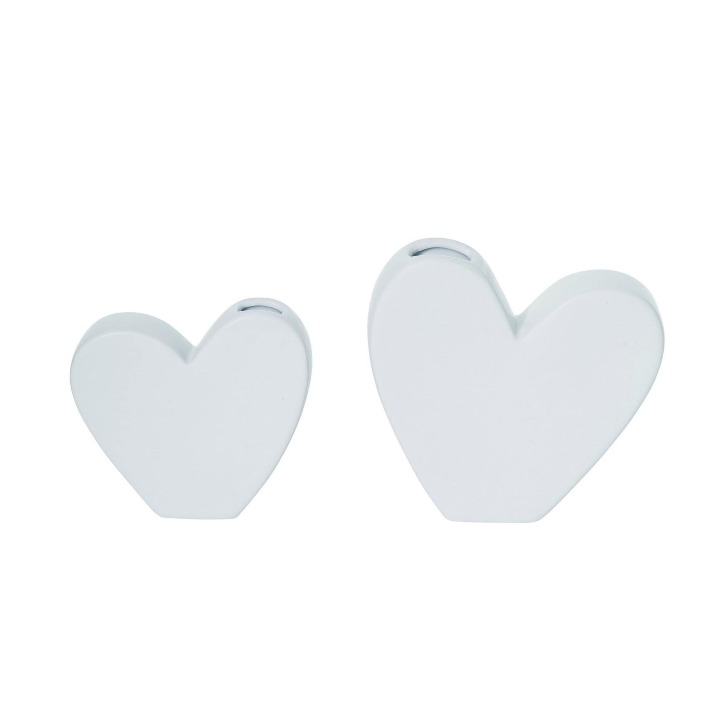 Transpac Dolomite 6 in. White Everyday Matte Heart Vase Set of 2