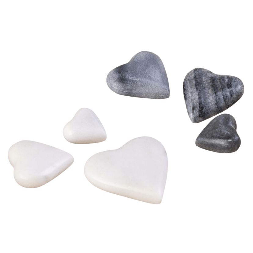 Transpac White/Gray Marble Hearts S/Set of 3 2 Spring Home Decorations