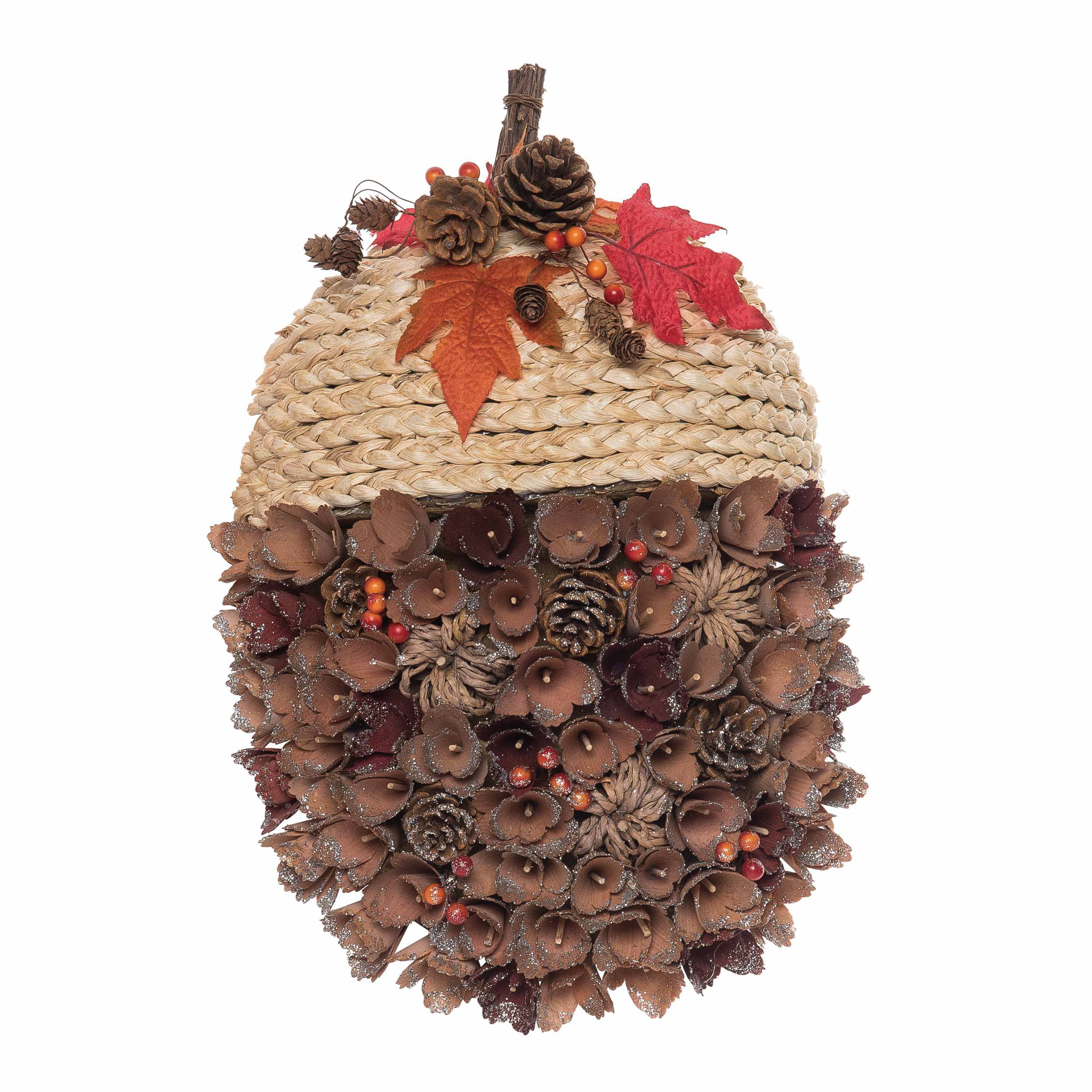 Transpac Harvest Rope & Wood curl Acorn Wreath