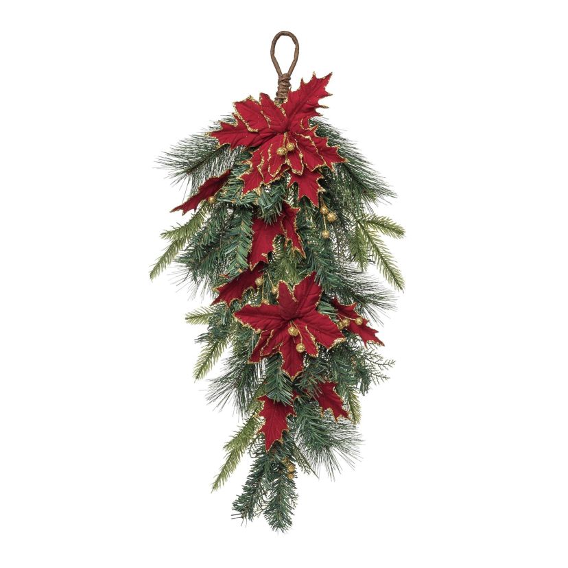 Transpac Christmas Gilded Poinsettia T-Drop