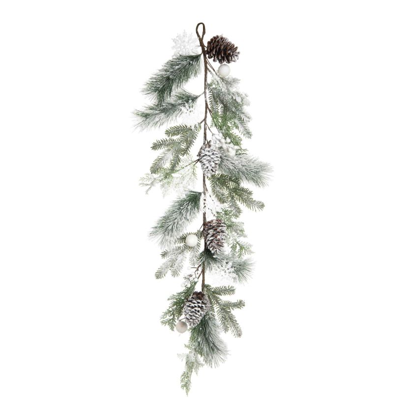 Transpac Christmas Frosted White Evergreen Garland