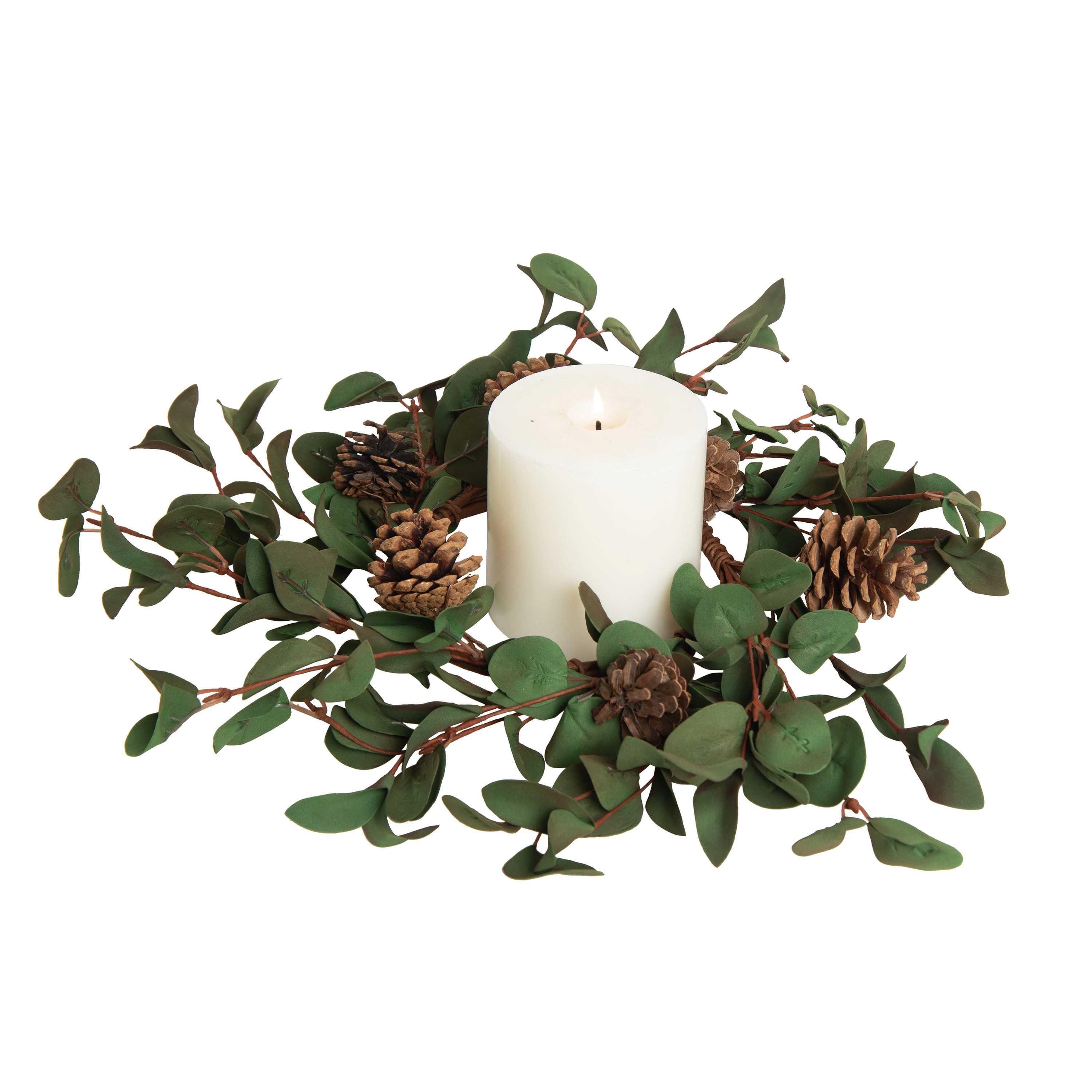 Transpac Christmas Eucalyptus Candle Ring