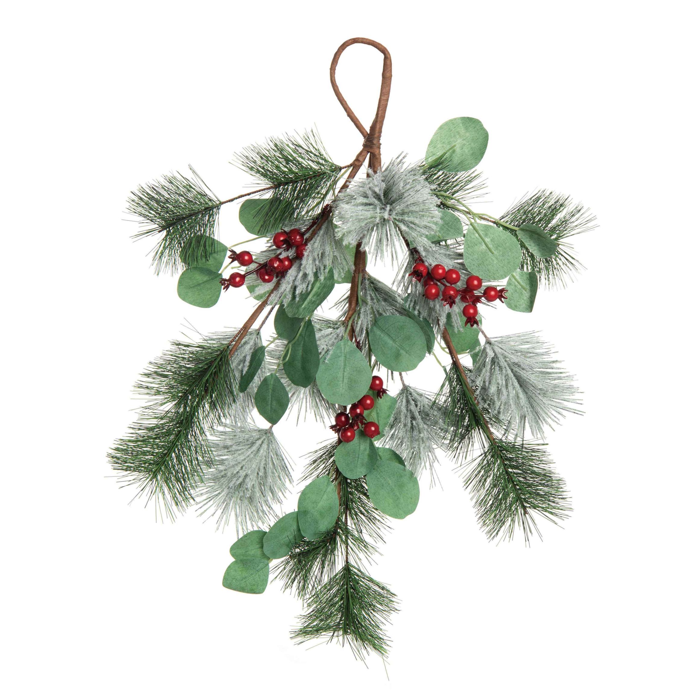 Transpac Christmas Holly Berry Christmas Twig Teardrop