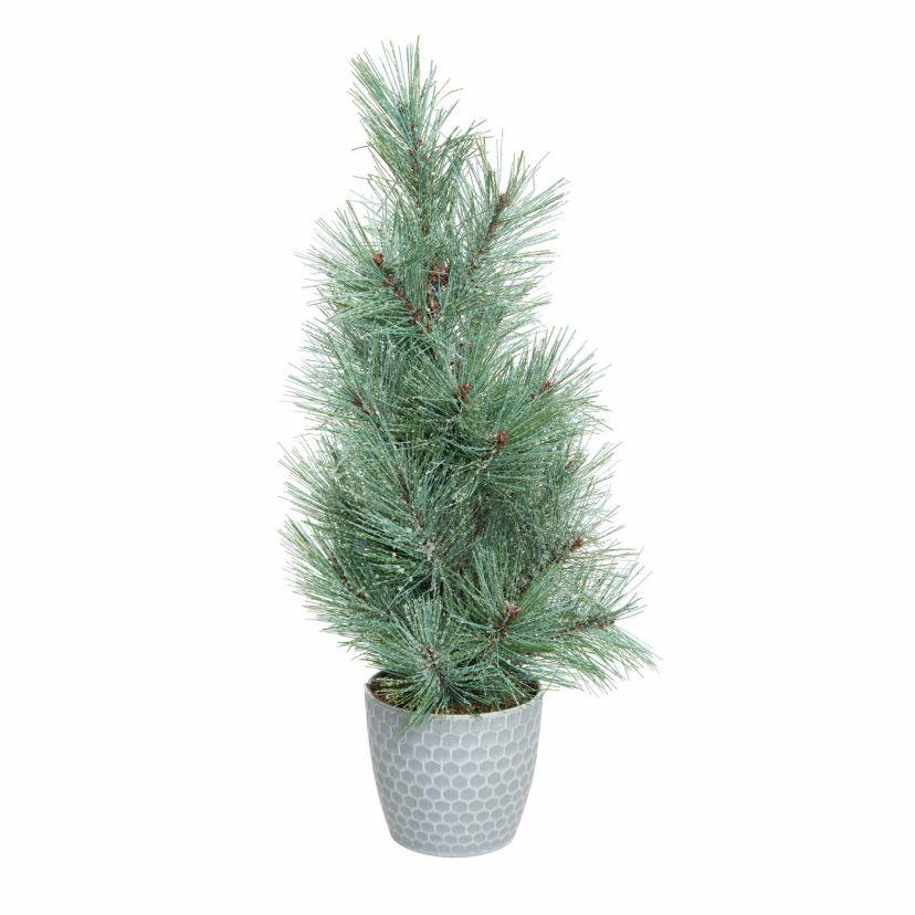 Transpac Christmas Small Tree in Metal Bucket