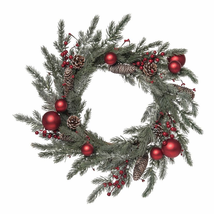 Transpac Christmas Ruby Ornament & Acorn Wreath