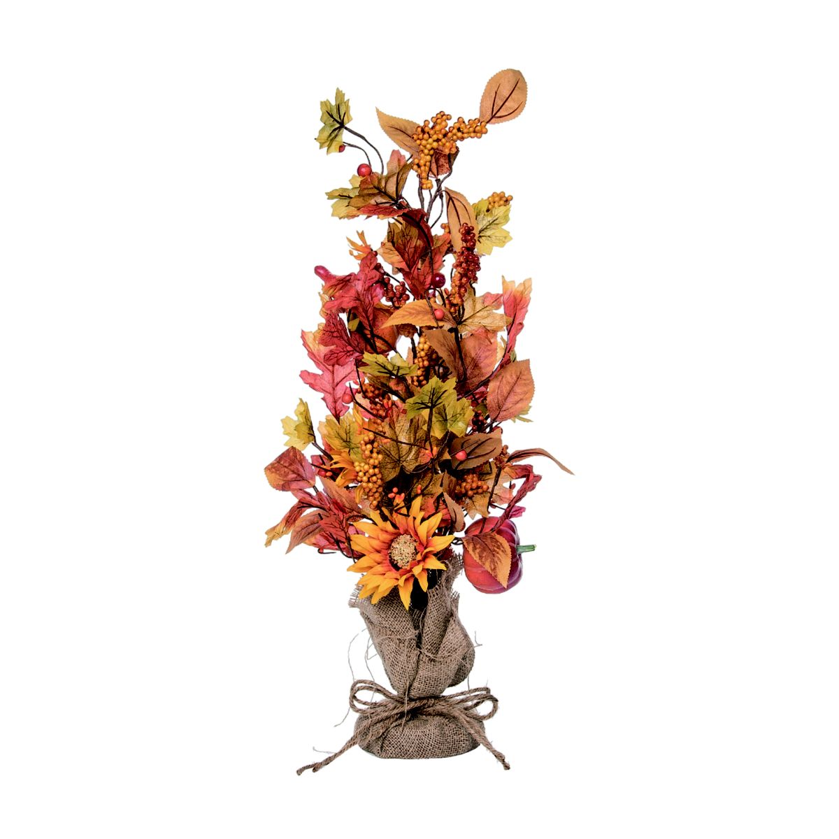 Transpac Large Pumpkin Sunflower Tree Brown Metal