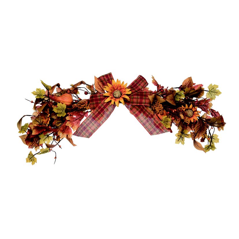 Transpac Pumpkin Sunflower Swag Brown Metal