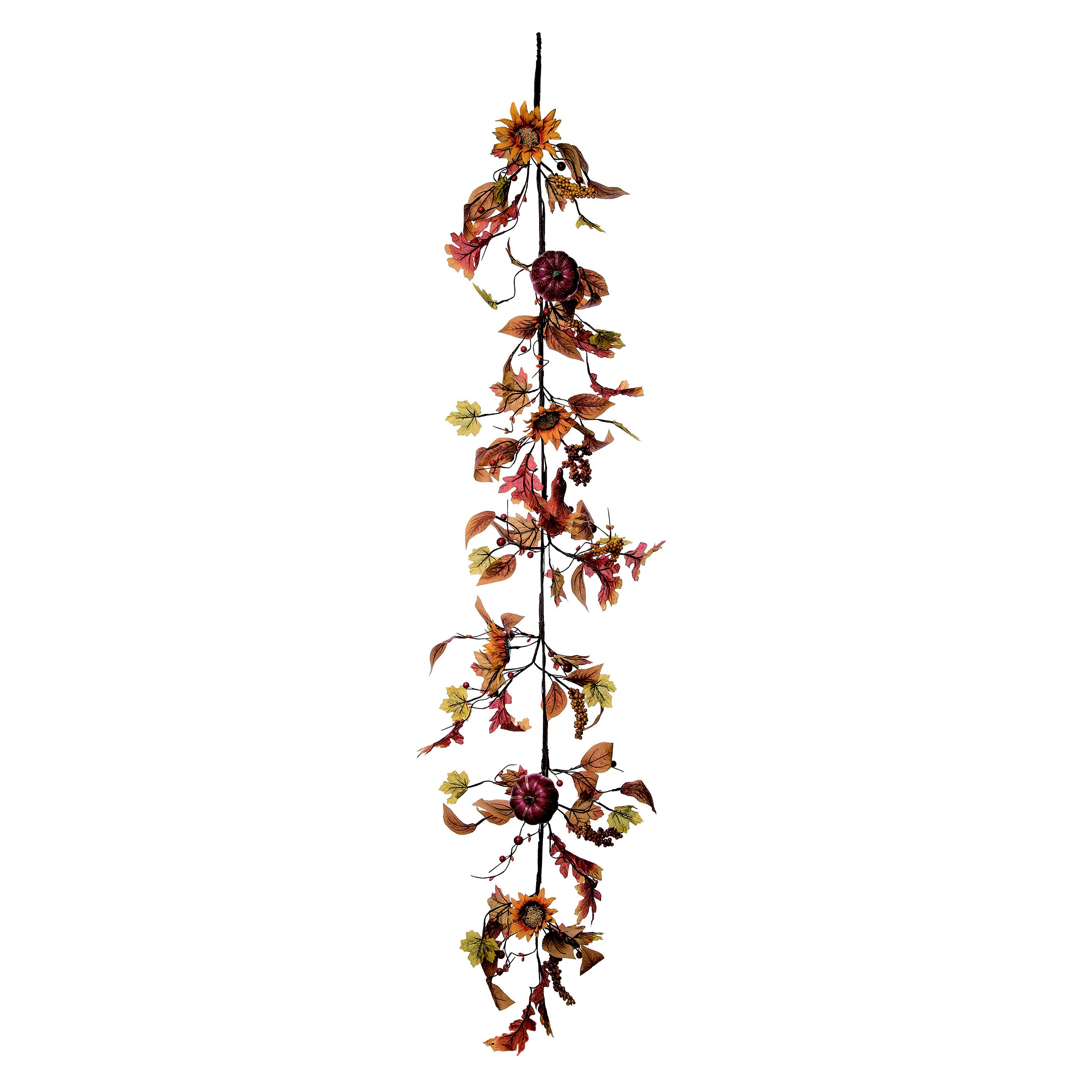 Transpac Pumpkin Sunflower Garland Brown Metal
