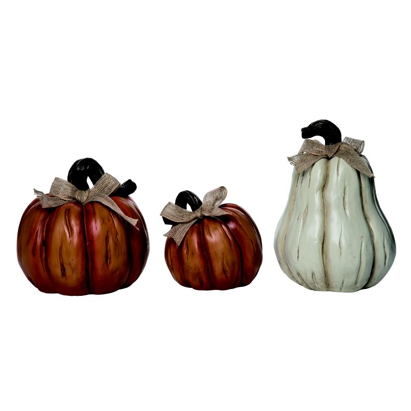 Transpac Resin Decorative Pumpkins Orange Resin Set of 3