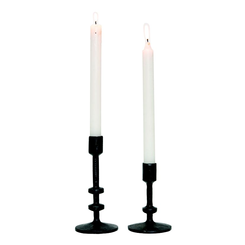 Transpac Iron Taper Candle Holders Black Metal Set of 2