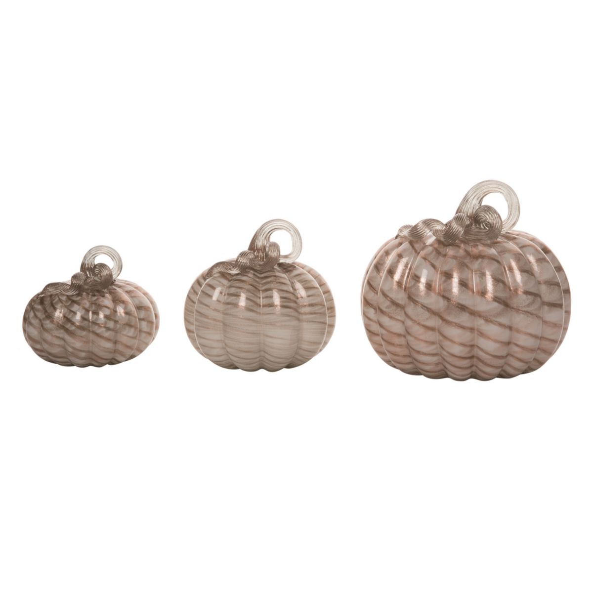 Transpac Glass Gold Swirl Pumpkins Gold Glass Set of 3