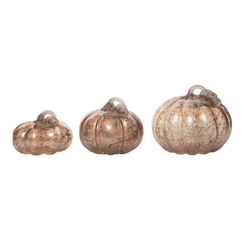 Transpac Silver Speckle Pumpkins Silver Glass Set of 3