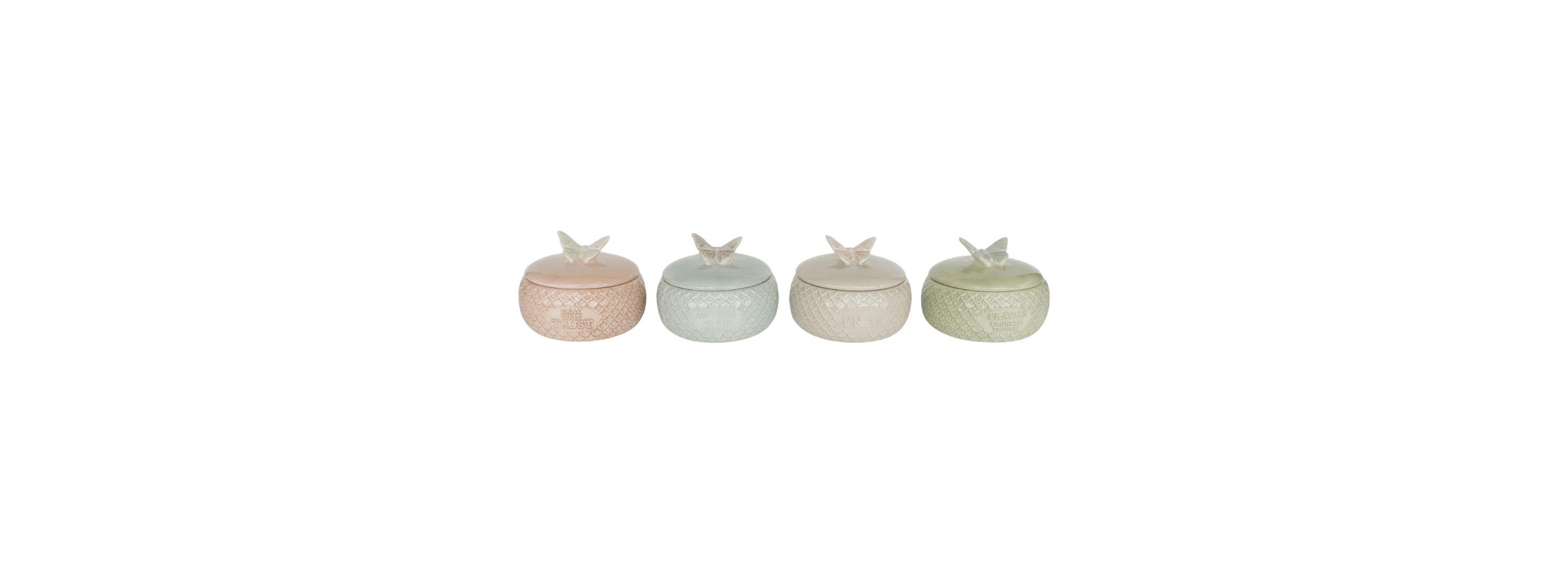 Transpac Ceramic Prayer Container with Lid Set of 4 Spring Home Decorations