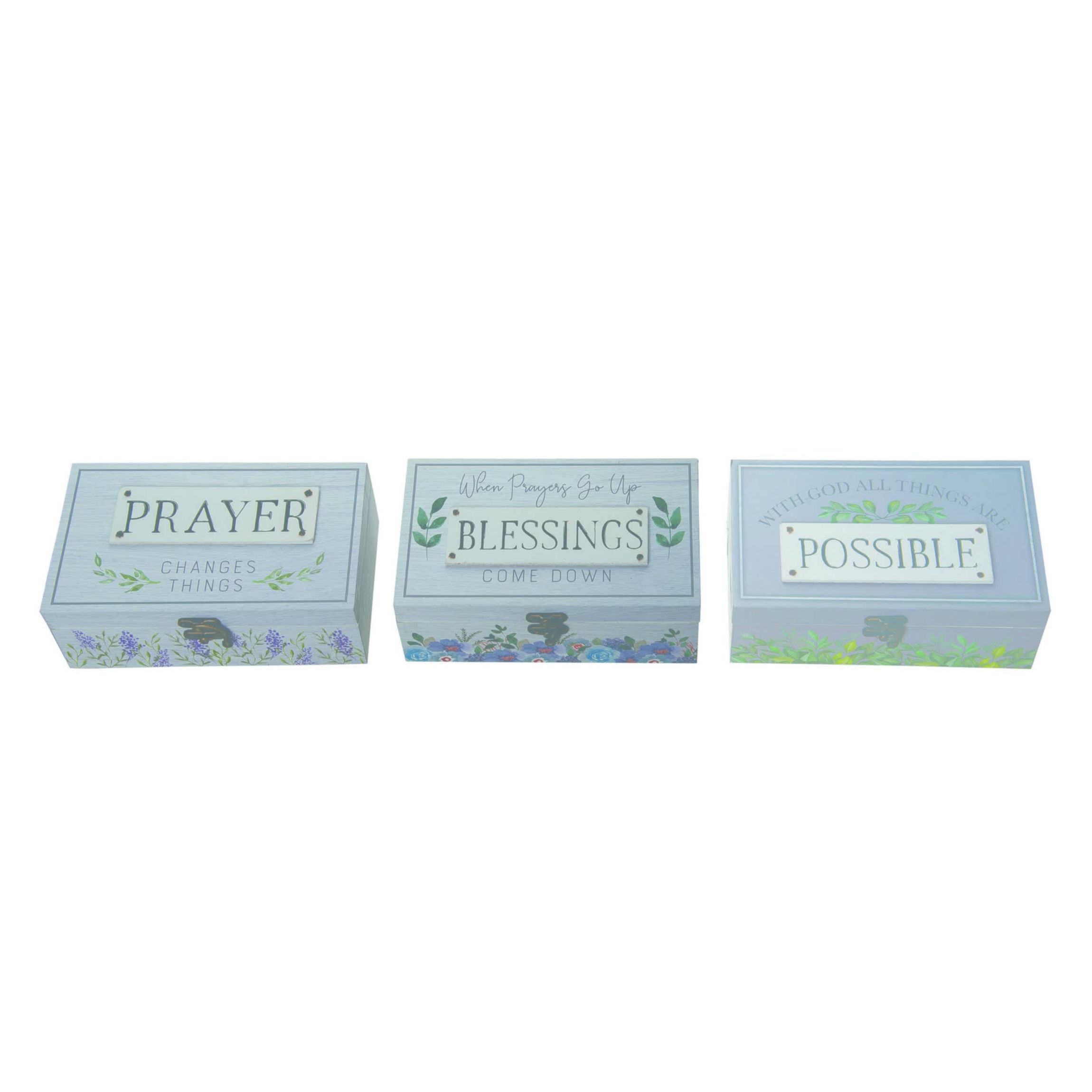 Transpac MDF Blessings Prayer Box Set of 3 Everyday Home Decorations
