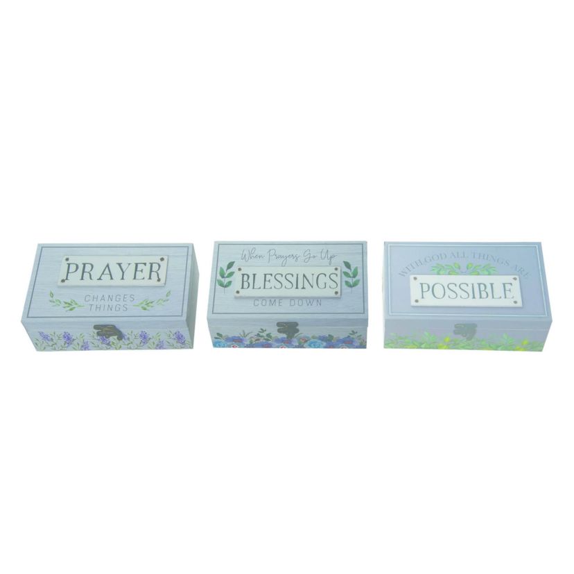 Transpac MDF Blessings Prayer Box Set of 3 Everyday Home Decorations