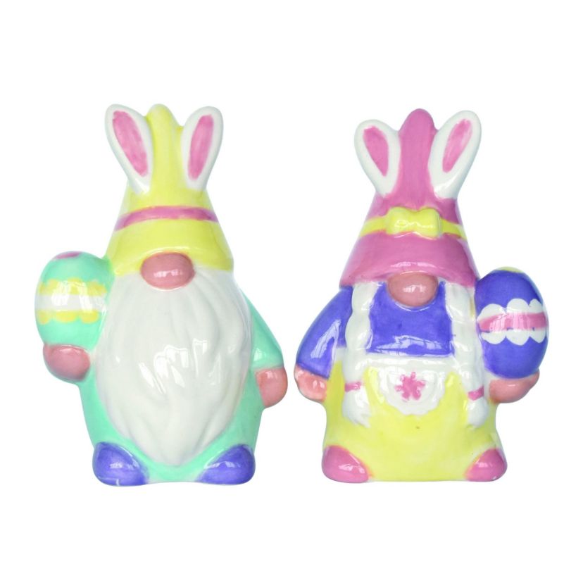 Transpac Dolomite 3.75 in. Multicolor Easter Gnome Salt and Pepper Shaker Set of 2